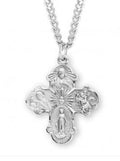 1.1" Sterling Silver 4-Way Medal Necklace 24" Chain
