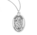 .9" St Anne SS Small Oval Medal Necklace 18" Chain