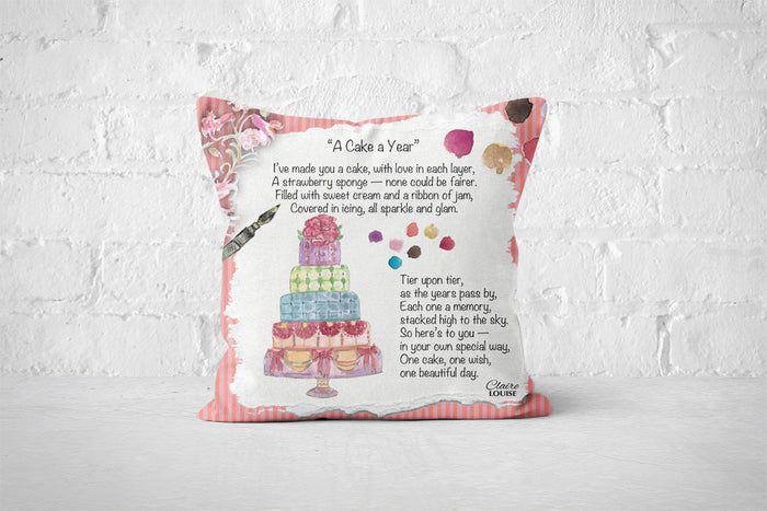 A Cake a Year Cushion - The Painted Poem