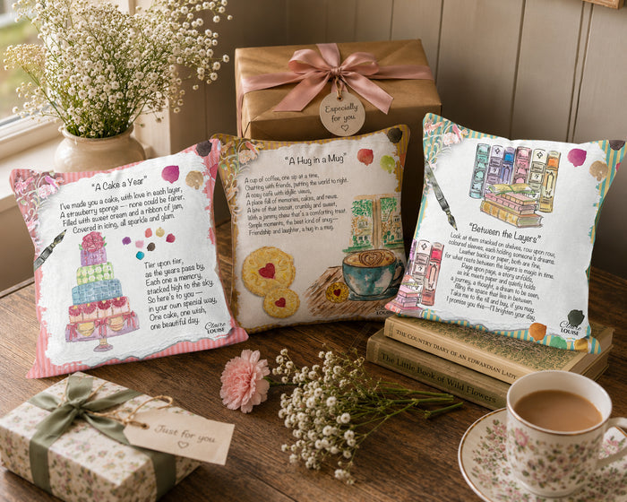 A Hug in a Mug Cushion - The Painted Poem