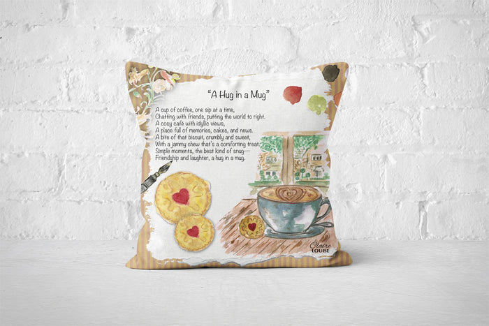 A Hug in a Mug Cushion - The Painted Poem