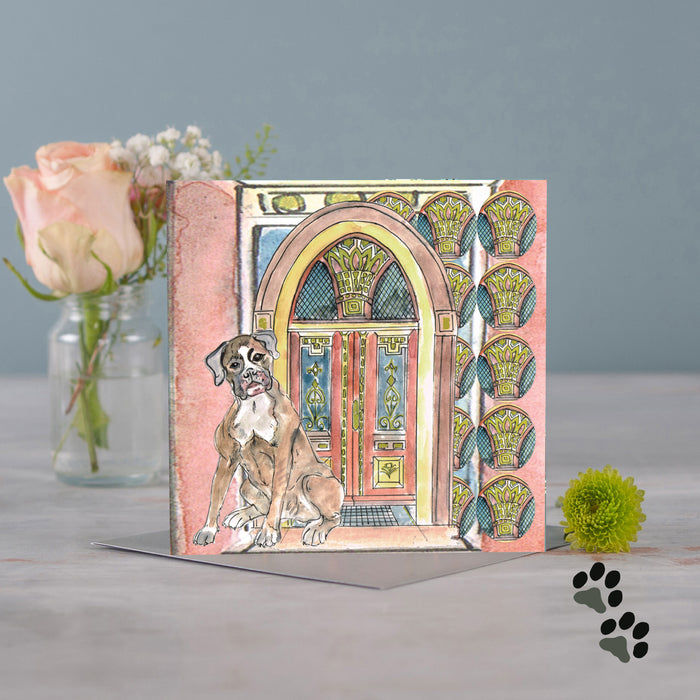 At home with boxer greeting card - Pack of 6