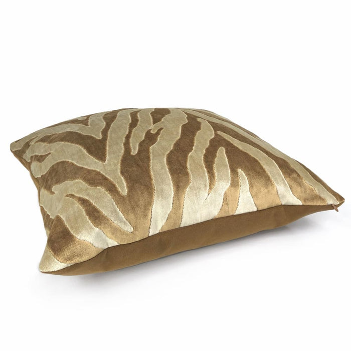 Bantu Brown & Cream Animal Stripe Velvet Pillow Cover - Aloriam