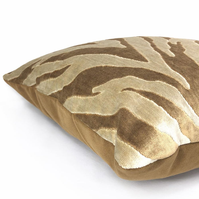 Bantu Brown & Cream Animal Stripe Velvet Pillow Cover - Aloriam