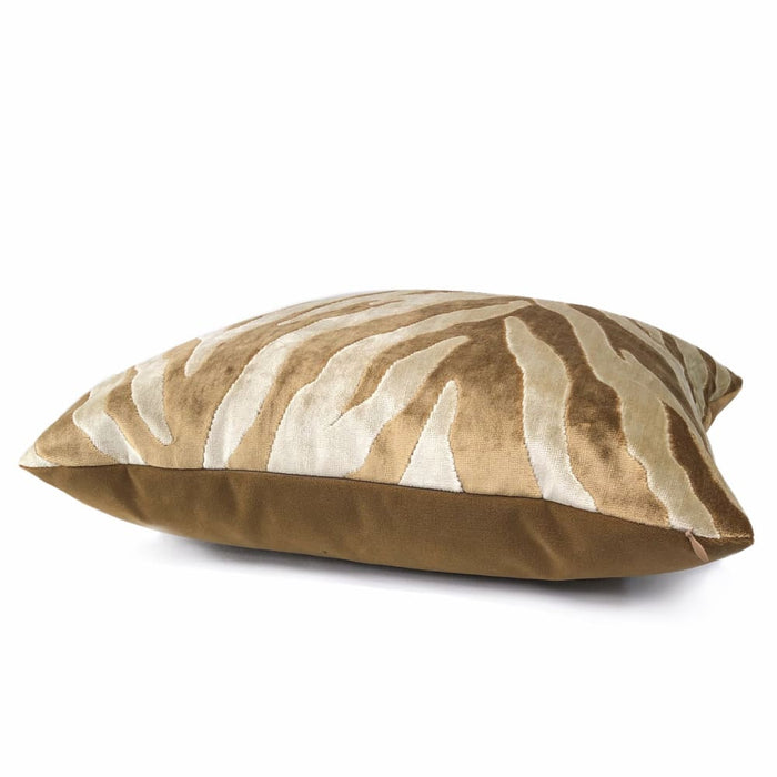 Bantu Brown & Cream Animal Stripe Velvet Pillow Cover - Aloriam