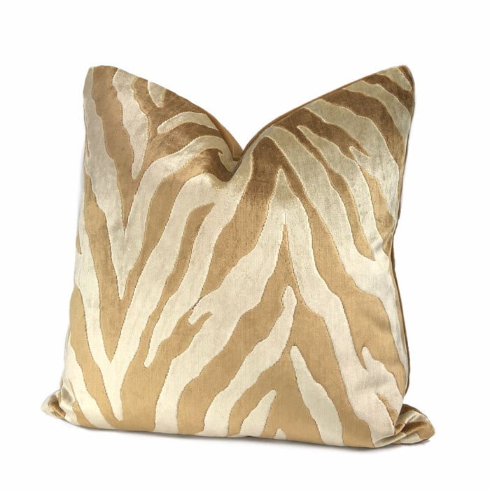 Bantu Brown & Cream Animal Stripe Velvet Pillow Cover - Aloriam