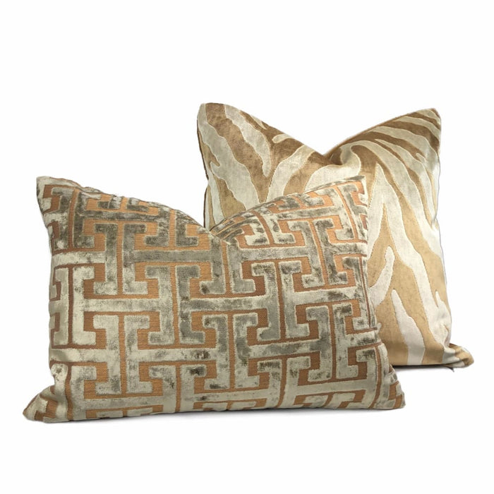 Bantu Brown & Cream Animal Stripe Velvet Pillow Cover - Aloriam