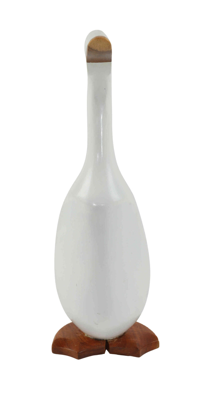 Bare Decor Albert the Duck, Hand Carved and Painted White, Bamboo Root Figurine