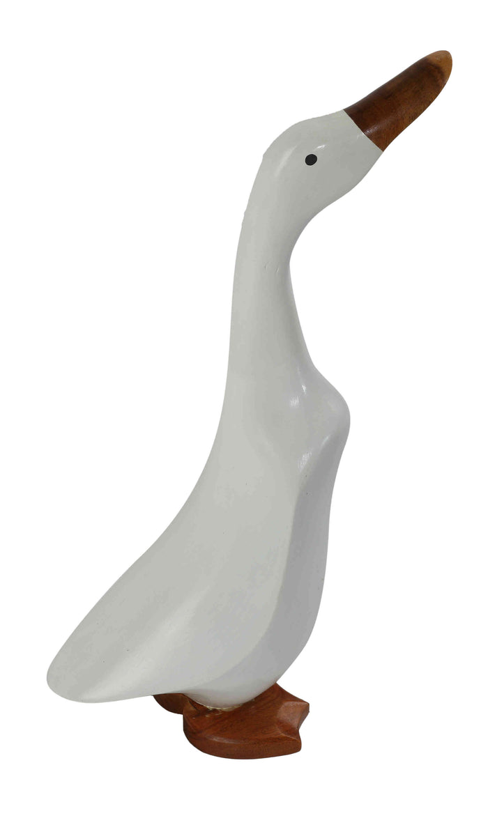Bare Decor Albert the Duck, Hand Carved and Painted White, Bamboo Root Figurine