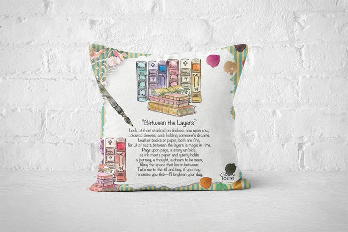 Between the Layers Cushion - The Painted Poem