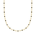 Gold bezel onyx and cultured pearl necklace with alternating oval bead stations