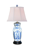 Blue and White Floral Vase Porcelain Table Lamp 23"