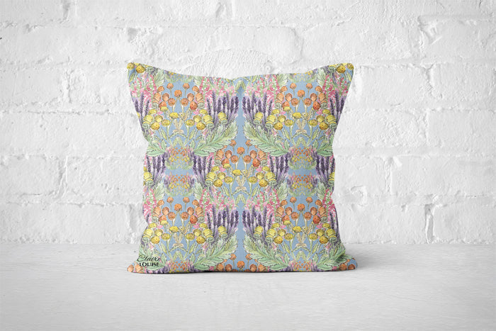 Blue Garden Blooms Cushion