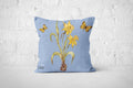 Botanical Chambray Blue Daffodil Cushion