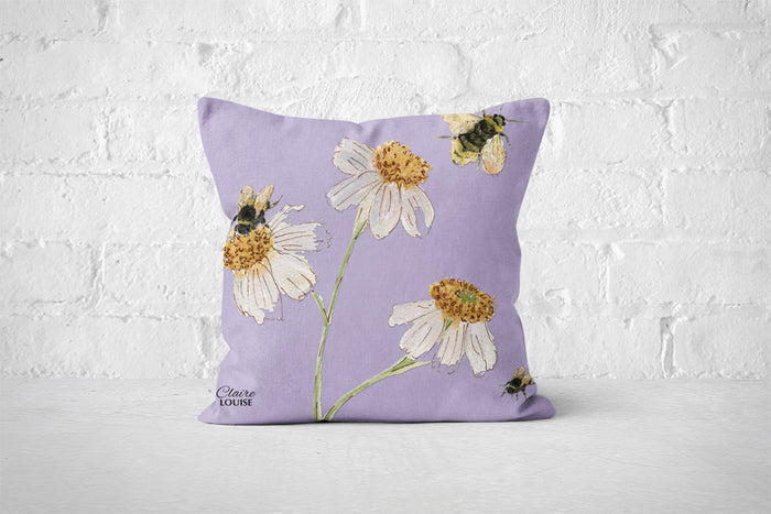 Botanical Lilac Daisies Cushion