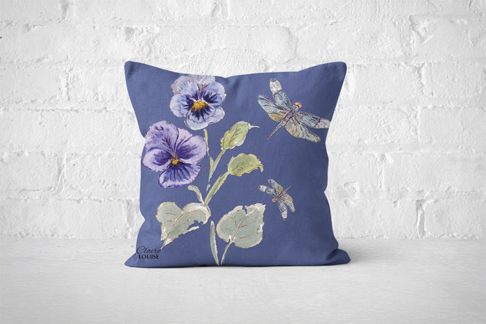 Botanical Marlin Pansies Cushion
