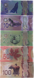 Canada Magnet Metallic Dollar Bills Complete Set