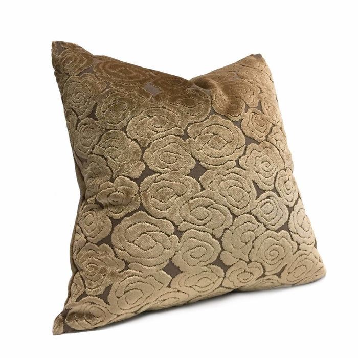 Brentano Cloudscape Brown Cut Velvet Chinoiserie Cloud Motif Decorative Throw Pillow Cover