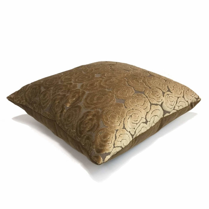 Brentano Cloudscape Brown Cut Velvet Chinoiserie Cloud Motif Decorative Throw Pillow Cover