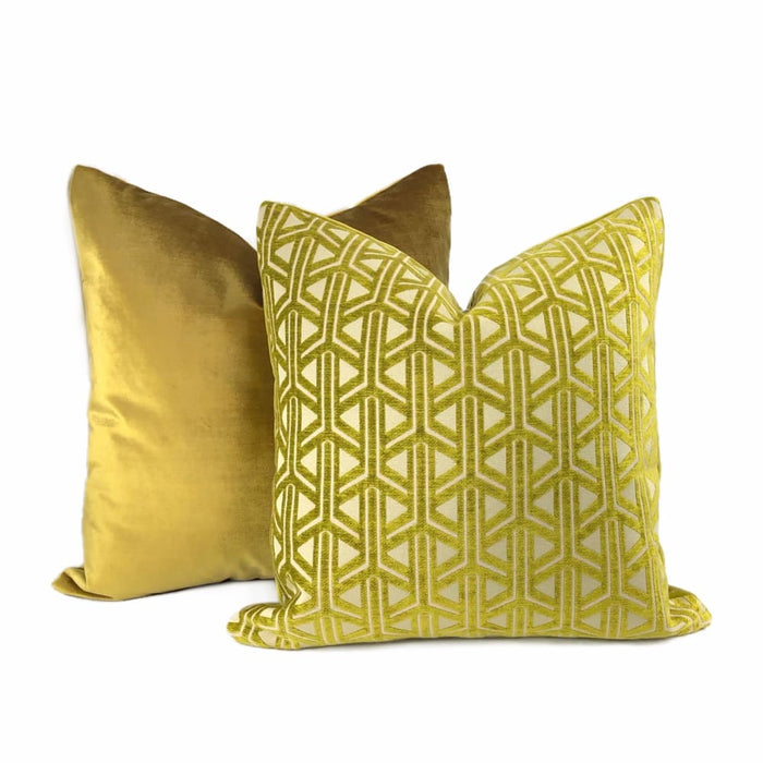 Emerson Chartreuse Wishbone Lattice Pillow Cover - Aloriam