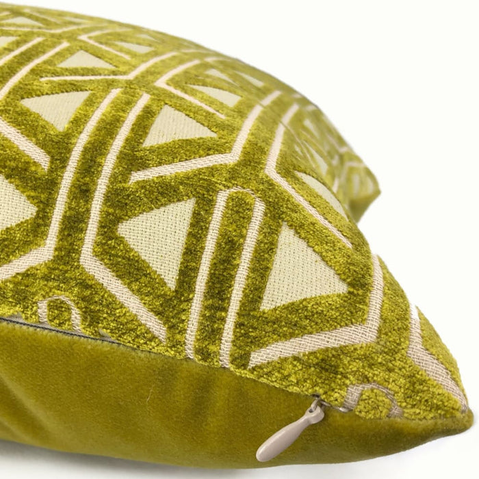Emerson Chartreuse Wishbone Lattice Pillow Cover - Aloriam