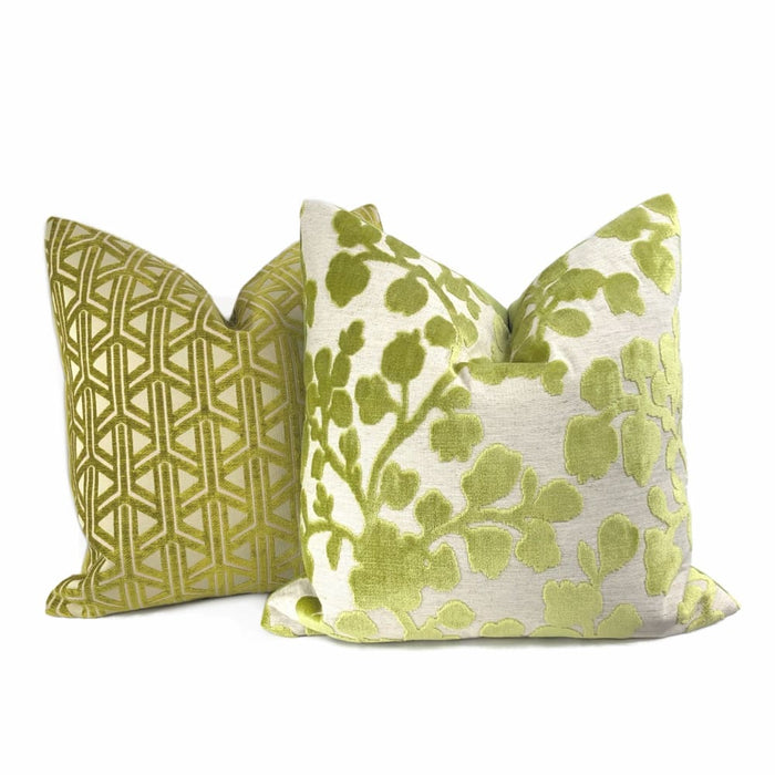 Emerson Chartreuse Wishbone Lattice Pillow Cover - Aloriam