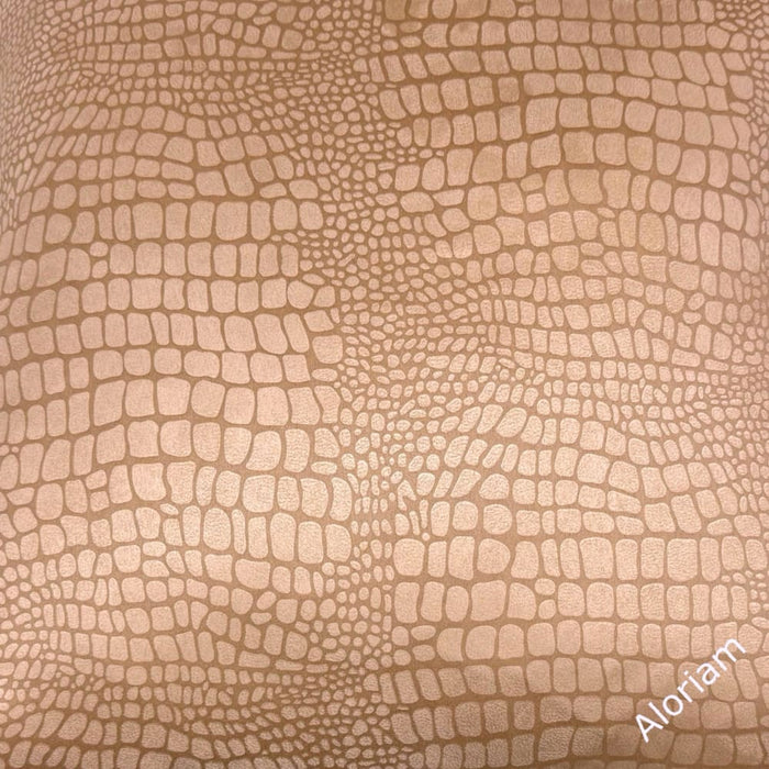 (CLEARANCE) Fabricut Dundee Tan Faux Suede Alligator Crocodile Pattern Pillow Cover (Fabric by the Yard available) - Aloriam