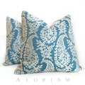 Fabricut Napoli Turquoise Teal Cream Paisley Motif Pillow Cushion Cover