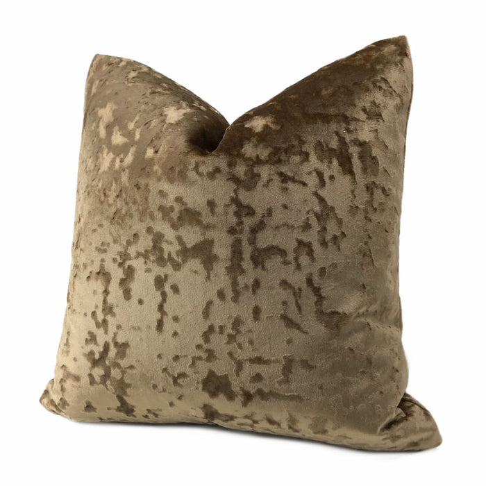 Kael Sable Brown Abstract Distressed Tonal Velvet Pillow Cover - Aloriam