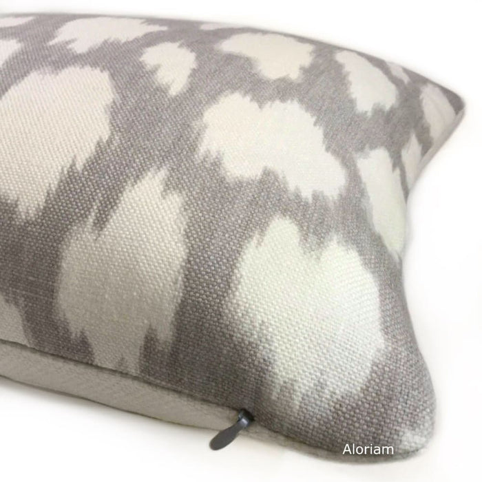 (CLEARANCE) Kravet Kate Spade Gray Cream Modern Jungle Cat Spotted Linen Pillow Cover - Fits 14x20 insert (13.5x19 cover) / Pattern front
