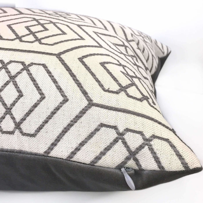 Kravet Thom Filicia Fiscoe Steel Geometric Hexagon Pillow Cover by Aloriam