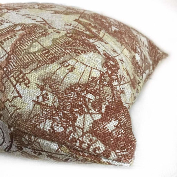 Antique Old World Map Print Brown Beige Linen Pillow Cushion by Aloriam