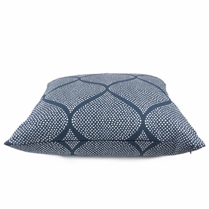 Navy Blue White Ogee Dots Cotton Print Pillow Cover - Aloriam