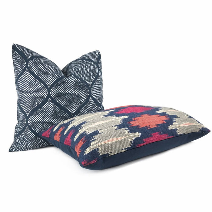 Navy Blue White Ogee Dots Cotton Print Pillow Cover - Aloriam