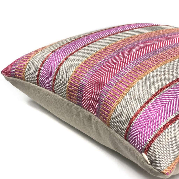 Ogilvie Pink & Tan Textured Stripe Pillow Cover Cushion Pillow Case Euro Sham 16x16 18x18 20x20 22x22 24x24 26x26 28x28 Lumbar Pillow 12x18 12x20 12x24 14x20 16x26 by Aloriam