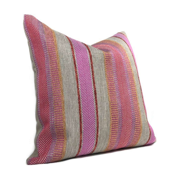 Ogilvie Pink & Tan Textured Stripe Pillow Cover Cushion Pillow Case Euro Sham 16x16 18x18 20x20 22x22 24x24 26x26 28x28 Lumbar Pillow 12x18 12x20 12x24 14x20 16x26 by Aloriam