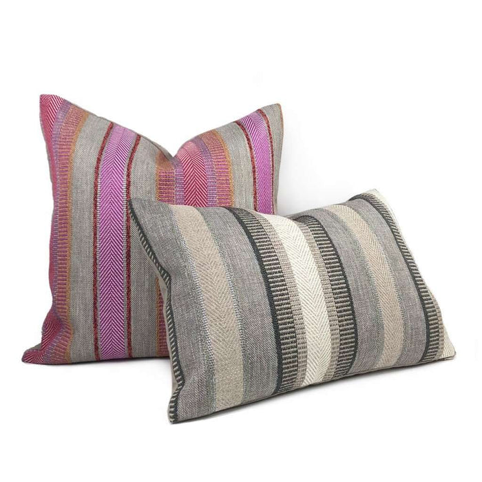 Ogilvie Pink & Tan Textured Stripe Pillow Cover Cushion Pillow Case Euro Sham 16x16 18x18 20x20 22x22 24x24 26x26 28x28 Lumbar Pillow 12x18 12x20 12x24 14x20 16x26 by Aloriam