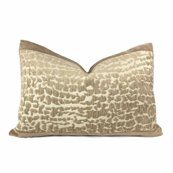 Sandy Beige Abstract Alligator Crocodile Pattern Texture Chenille Velvet Pillow Cover - Aloriam