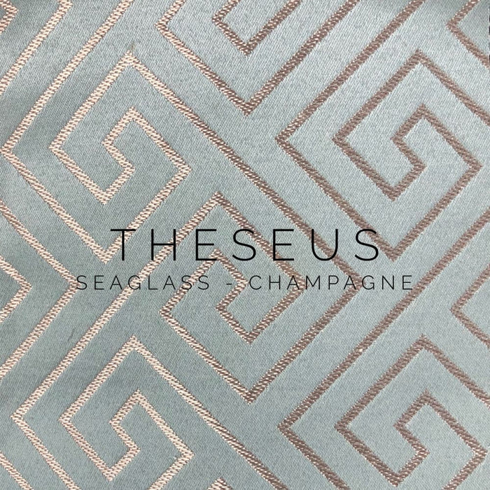 Theseus Navy Blue Champagne Gold Greek Key Pillow Cover - Aloriam