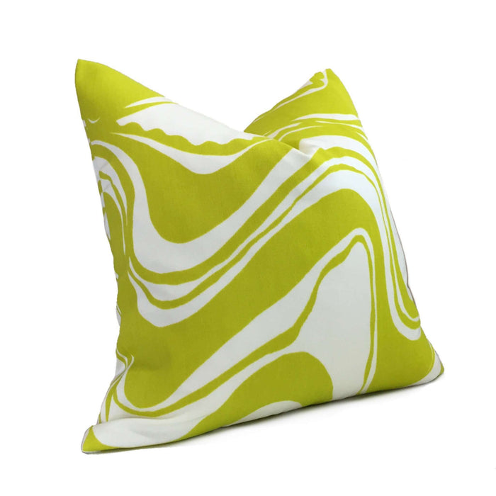 Trina Turk Schumacher Carmel Coastline Sulfur Citron Yellow White Indoor Outdoor Pillow Cover by Aloriam