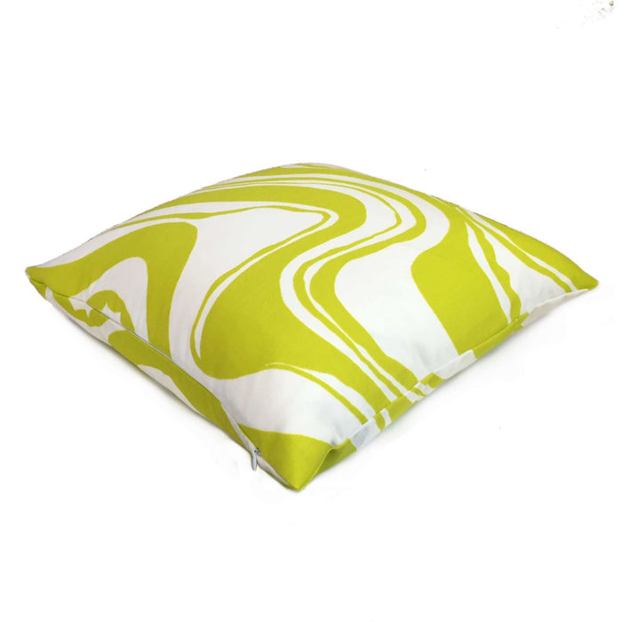 Trina Turk Schumacher Carmel Coastline Sulfur Citron Yellow White Indoor Outdoor Pillow Cover by Aloriam