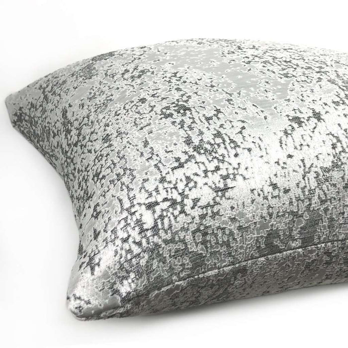 Volta Silver & Gray Metallic Quartz Texture Pillow Cover Cushion Pillow Case Euro Sham 16x16 18x18 20x20 22x22 24x24 26x26 28x28 Lumbar Pillow 12x18 12x20 12x24 14x20 16x26 by Aloriam