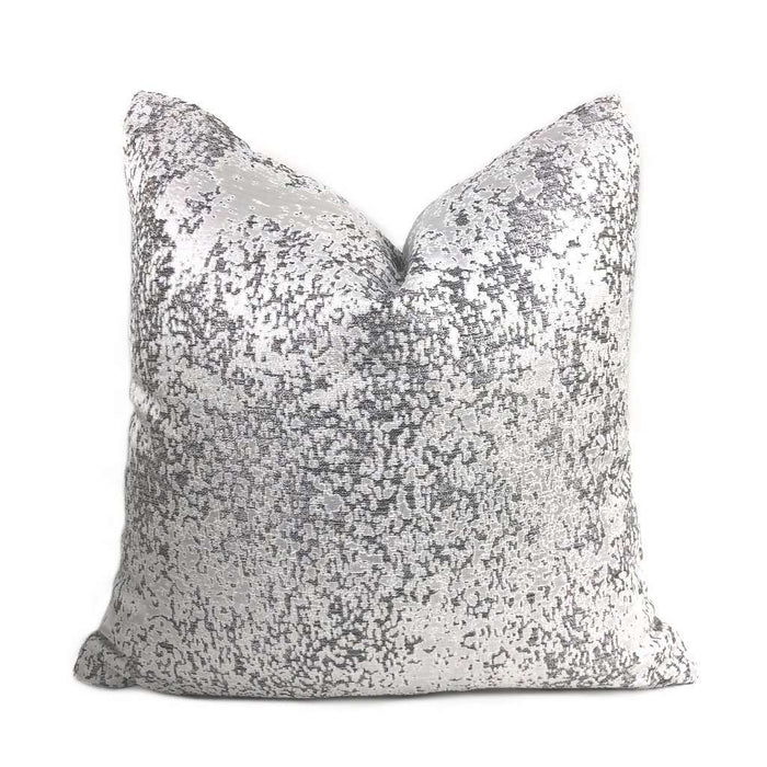 Volta Silver & Gray Metallic Quartz Texture Pillow Cover Cushion Pillow Case Euro Sham 16x16 18x18 20x20 22x22 24x24 26x26 28x28 Lumbar Pillow 12x18 12x20 12x24 14x20 16x26 by Aloriam