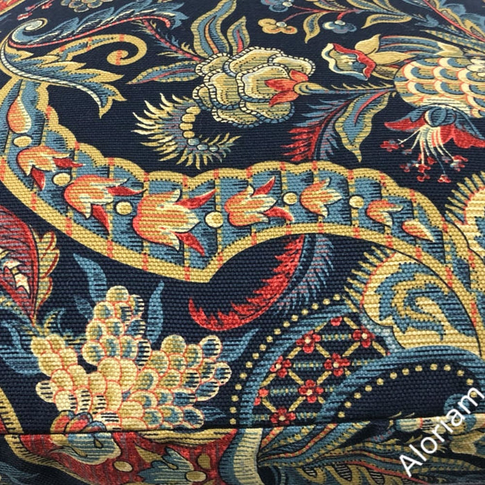 Waverly Rhapsody Jewel Navy Blue Burgundy Jacobean Floral Pillow Cover - Aloriam