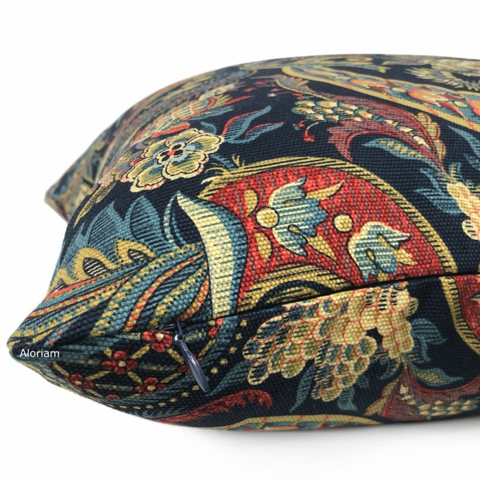 Waverly Rhapsody Jewel Navy Blue Burgundy Jacobean Floral Pillow Cover - Aloriam