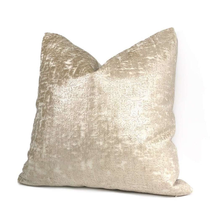Zazie Luxe Light Champagne Gold Velvet Pillow Cover Cushion Pillow Case Euro Sham 16x16 18x18 20x20 22x22 24x24 26x26 28x28 Lumbar Pillow 12x18 12x20 12x24 14x20 16x26 by Aloriam