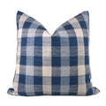 Clifton Blue Cream Plaid Checks Pillow Cover - Aloriam