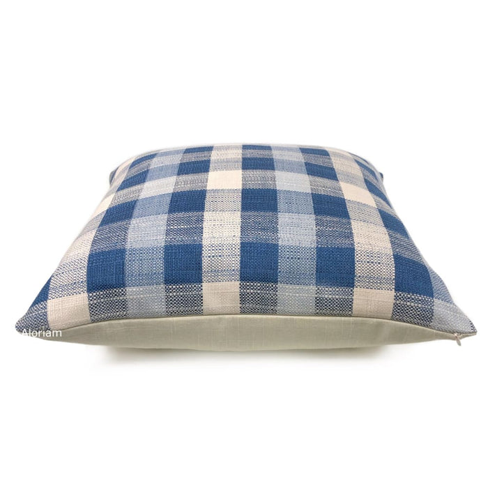 Clifton Blue Cream Plaid Checks Pillow Cover - Aloriam