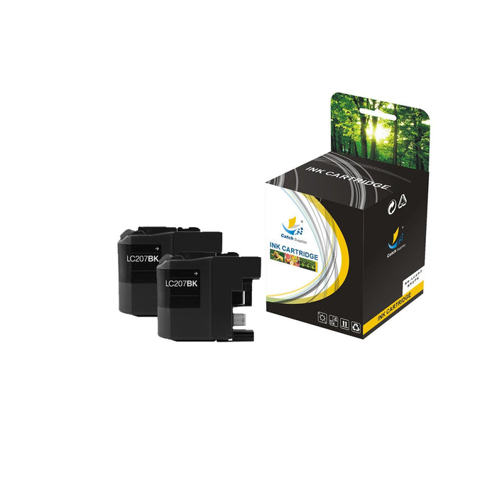 Compatible Brother LC207BK LC-207BK High-Yield Black Ink Cartridges, 2-Pack, for MFC-J4320DW MFC-J4420DW MFC-J4620DW Printers