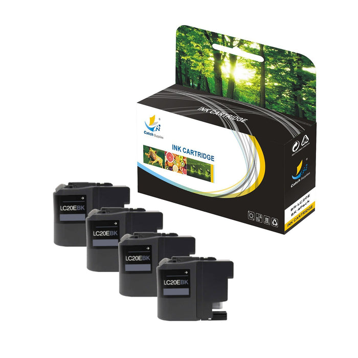 Compatible Brother LC20EBK LC-20EBK High-Yield Black Ink Cartridges, 4-Pack, for MFC-J5920DW MFC-J985DW Printers